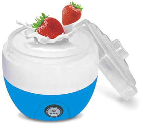 Macchina per Yogurt Automatica, Yogurtiera Elettrica con Contenitore Interno in Acciaio Inox da 1L, Yogurt Bianco per la Casa(Blue)