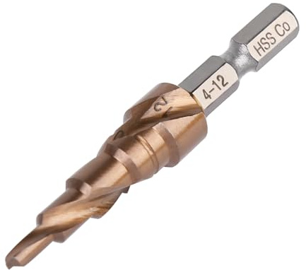 Vearter 4-12mm Stufenbohrer Metall, 5 Stufen Kegelbohrer Metallbohrer, HSS M35 Kobalt Lochbohrer, Spiralnut Sechskantschaft Bohrer für Edelstahl, Aluminiumblech, Eisen, Kunststoff, PVC, Holz
