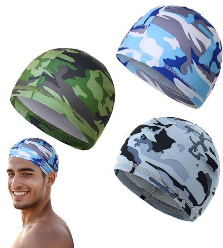 KOLZEMV 3 Pcs sottocasco moto estivo, Sottocasco Bici Estivo Cotone Traspirante Asciuga Velocemente Cappello da Ciclismo Uomo Donna