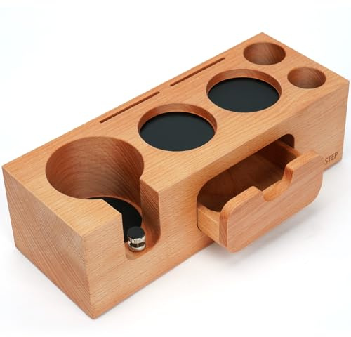 Y-Step Espresso Tamping Station with Drawer, 8 in 1 Espresso Organizer Box | with Silicone Pads for 51mm Portafilter Espresso Machine Accessories, Barista Tools, Coffee Tamper Organizer Adjustable