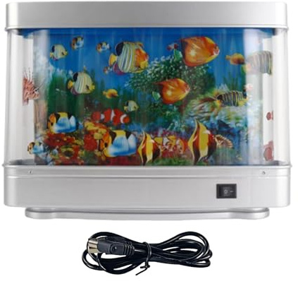 Acuario Artificial | Lámpara Acuario con Peces Iluminados | Luz Tenue Decorativa para Niños Y Adultos Cumpleaños Lámpara Sensorial Acuario Ornamental