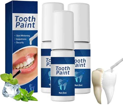 Instant Whitening Dental Lacquer, Zahnweiß-Farbe, Zahnpolitur Uptight White, Whitening Tooth Paint, Paint Emaille, Instant Teeth for Polish Fleckenentfernung (3 pcs)
