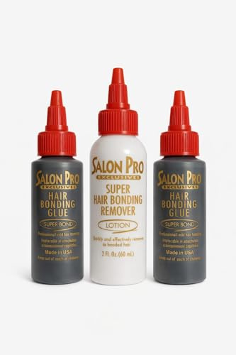 Wig Glue Adhesives 1oz (2-Pack) + 1 Wig Glue Remover 2oz - Strong Hold Adhesive for Toupees, Weaves, Extensions & Wigs with Easy Gentle Removal - Quick-Dry, No Flakes