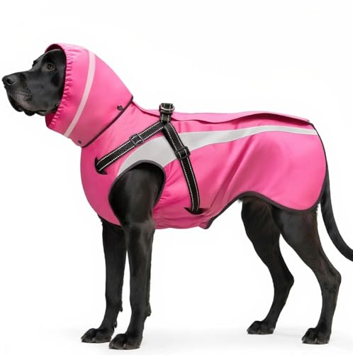 Oslueidy Hund Regenmantel wasserdichte Regenmäntel für Hunde Regenjacken mit Kapuze Haustier Regen Poncho Mantel für kleine mittlere große Hunde Welpen S-XXL (Rosa, M)