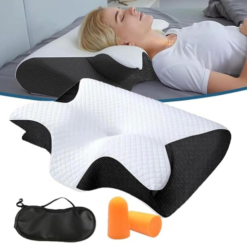 Jaoxiuozi Curosleep Kissen, Ergonomisches OrthopäDisches Kissen OrthopäDisches Nackenkissen Aus Memory Foam, NackenstüTzkissen FüR Seiten, RüCken Und BauchschläFer (Schwarz)