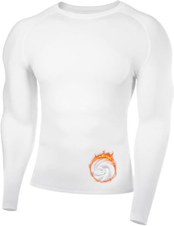 Runhit Thermoshirt Herren, Winter Thermo Oberteil Langarmshirt Thermounterwäsche Warme Lange Unterwäsche Atmungsaktiv Funktionsunterwäsche Thermounterhemd für Outdoor Sport Ski Weiß M
