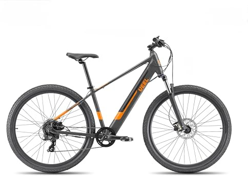 E-Bike Rockblazer 25 BlackOrange, Bicicletta Elettrica, Motore 250W, Fino a 25 Km/h, Batteria estraibile 36V 10.4Ah, Autonomia fino a 90 km, Cambio Shimano 8 marce, Ruote da 29’’ con freni a disco