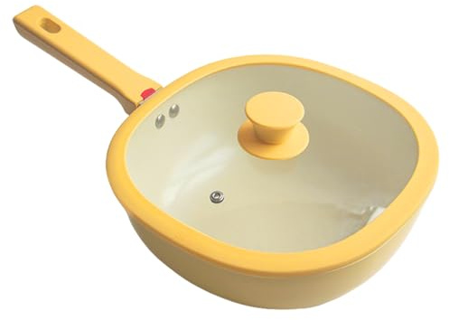 Zunishaone Sartén ligera de aleación con tapa, sartén recubierta de 1,9 l, ligera, antiadherente, adecuada para en casa, para freír, hornear, cocinar