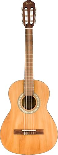 Fender Classic Design CN-25 de cuerdas de nylon, diapasón de nogal escala corta, guitarra acústica clásica tamaño 3/4, natural. Ideal para principiantes