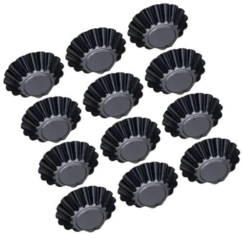 Genérico Moldes para Tartaletas de Acero al Carbono Grueso, Antiadherentes, 7.5 Cm de Diámetro, 12 Unidades, para Hornear Mini Pasteles, Tartas de Huevo y Repostería DIY en Casa