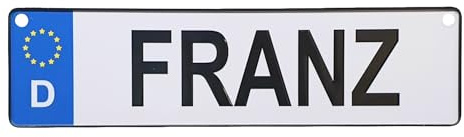 Albatros GmbH Autokennzeichen, Alu Namensschild Franz, Personalisiertes Nummernschild mit 2 Saugnäpfen für Auto, LKW, Kinderzimmer, Bobbycar, Kettcar, oder zur Geburt von Franz