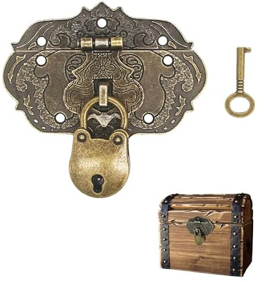 WINXMIN Set da 1 set Chiusure antiche Vintage, lega zinco cerradura armarios, Design in Ferro Bronzo, Chiusure per mobili, Accessori di Serratura per Tende, Serrature per Casse e cassetti scorrevoli