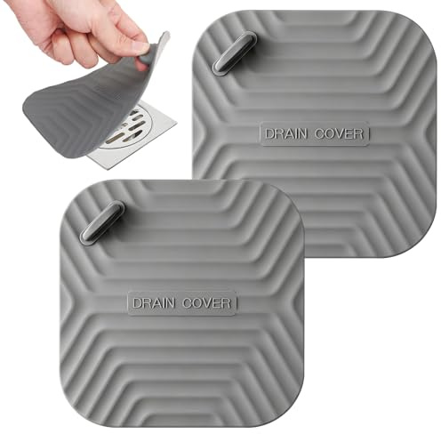 Tappo doccia antiodore in silicone con maniglia, valvola antiritorno impermeabile universale, 15 x 15 cm, per lavello, vasca e tubazione, protezione igienica contro cattivi odori (grigio)