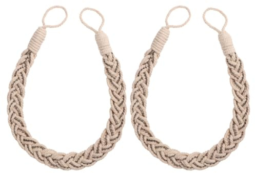 HEANUJJ Abrazaderas para Cortinas de Algodón y Cuentas, Cordones Trenzados para Sujetar Cortinas de Tela, Decoración Funcional Hogar, Paquete de 2 Piezas Khaki