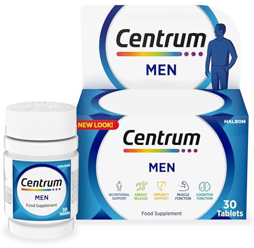 Centrum Men Tablets Multivitamin & Mineral Supplements, with 23 essential nutrients, including vitamin D, C, and Magnesium, 30 ct