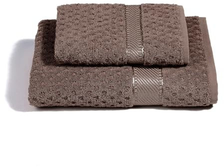Caleffi - Set Asciugamani Bagno Viso e Bidet Morbida Spugna 100% Cotone Jacquard, 1 Asciugamano Viso 60x110 cm + 1 Asciugamano Bidet Ospite 40x60 cm Assorbenti Resistenti a Lavaggi Frequenti, Durevoli
