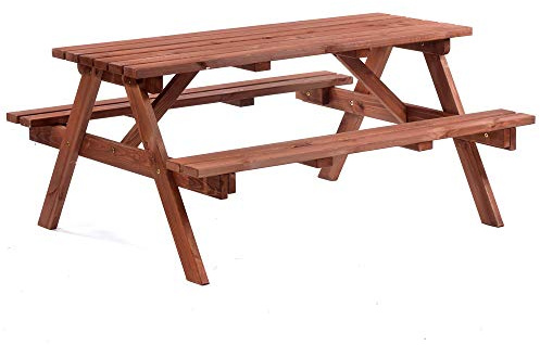 BrackenStyle Chester 6 Seat Picnic Table, 150cm Length, Brown | A Frame Pub Bench, Outdoor Garden Seating
