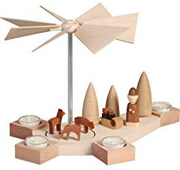 Seiffener Volkskunst - Teelichtpyramide Octogonum - Teelichthalter - Weihnachtsmotiv - ca: 23 x 38 x 24cm ( ohne Kerze ) - Made in Germany