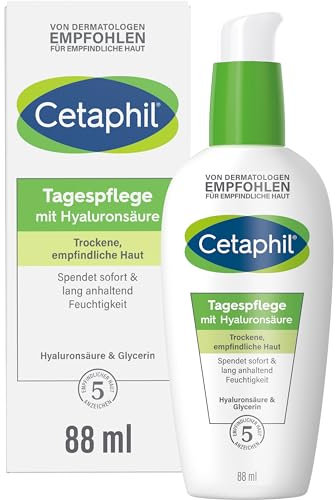 Cetaphil Tagespflege, Gesichtscreme mit Hyaluronsäure, Feuchtigkeitsspendende Tagespflege, Leichte Anti-Aging Pflege für alle Hauttypen, 88ml
