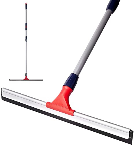 DSV Standard Professional Floor Squeegee for Concrete Floor, 24 Large Heavy Duty Squeegee for Floor, Squeegee Broom for Floor with Telescopic Handle 30”–57” for Tiles, Garage, Deck, Bathroom, Window
