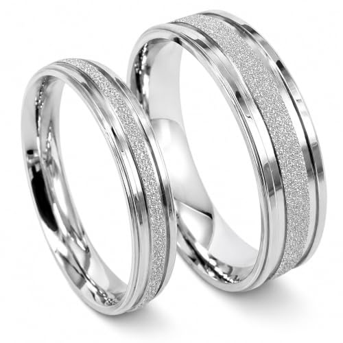Everstone Free Custom Engrave Personalize Couple Matching Titanium Engagement Wedding Rings For Him and Her UK size H to Z7