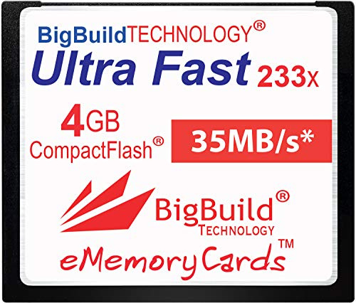 eMemoryCards 4GB Ultra Fast 35MB/s CompactFlash memory card compatible with Canon 10D/20D/30D/40D/50D/1D/1Ds/5D/5Ds/7D Mark I/II/III/IV, Nikon D, Olympus E, Sony Alpha, Leica S Cameras