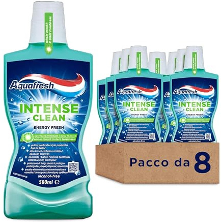 Aquafresh Intense Clean Mundwasser für eine gründliche Reinigung und ein intensives Frischegefühl, 8er Pack (8 x 500 ml)