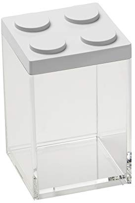 OMADA Contenitore Mattoncino per Alimenti da 1L con Coperchio Impilabile | Barattolo Rettangolare 10x10x H15,5 cm, Contenitore Trasparente, Ideale per Dispensa, Collezione Brickstore