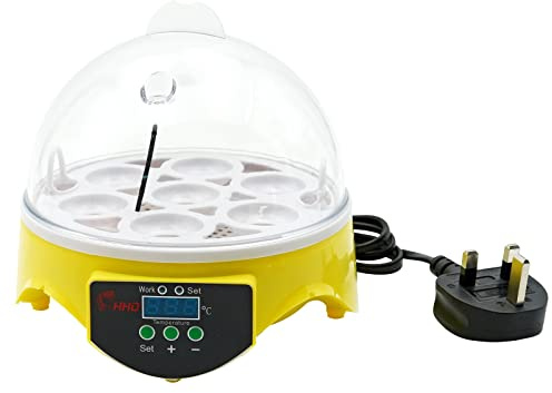 7 Egg Mini Poultry Incubator, Digital Temperature Control Egg Hatcher with UK Plug for Hatching Chicken, Duck, Quail & Bird Eggs