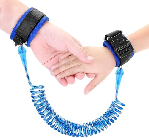 Guinzaglio riflettente anti smarrimento per polso, guinzaglio anti smarrimento per bambini, con serrature di sicurezza per bambini (8,2 ft), colore: blu
