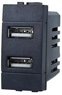 Prise chargeur USB mural, compatible avec Bticino Living Light (2 ports USB 5 V 2,1 A, noir)