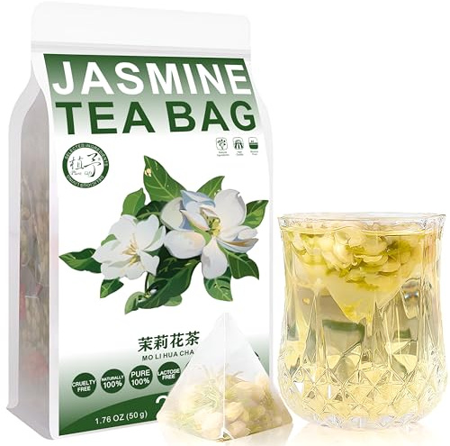 Plant Gift Jasmine Tea Bags 1.76oz (2g*25bags) jasmin, Chine pure et naturelle, mélange de santé thé, mélange de thé aux fleurs 50g 茉莉花 mixto para el cuidado de la salud, combinación de té floral