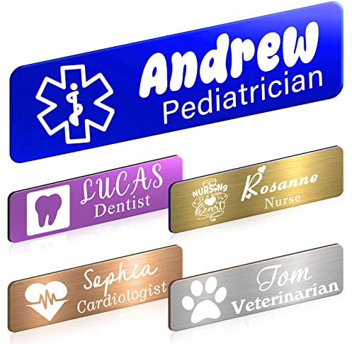 Benutzerdefinierte Namensschild mit Logo Bild Personalisierte Gravierte Namensschild mit Magnet oder Pin Kundenspezifische ID Namensschilder für Mitarbeiter Ärzte Krankenschwester Lehrer
