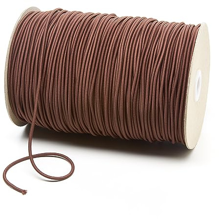 2mm Thin Fine Round Elastic Cord for Sewing DIY, Arts & Crafts, Beading, Haberdashery & Clothing Accessory Premium Quality Made in UK (York Brown, 5 Metre Cut Length)