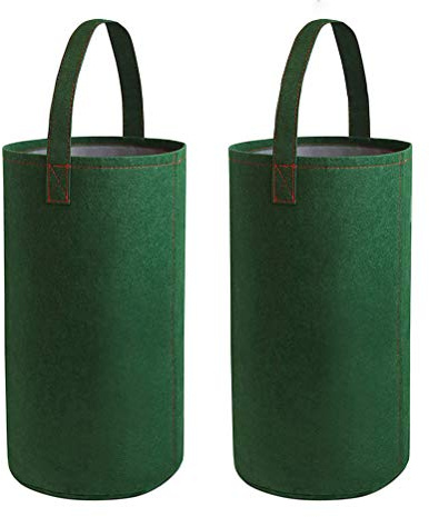 MINGZHE Vegetable Flower Plant Grow Bags Planter Pot Felt Hanging Tomato Grow Bag Upside Down Tomato Planter Multifunction Strawberry Vegetable Flower Plant Grow Bags(Olive Green)