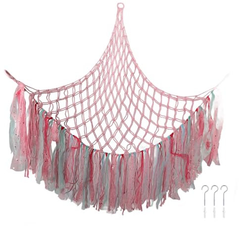 Miskall Buntes Plüschtier-Netz, Boho-Handgewebter Netz-Organizer, Hängendes Eck-Aufbewahrungsnetz Für Schlafzimmer, Schlafsaal, Kinderzimmer, Spielzimmer