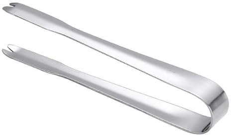 Petite pince de cuisine compacte en acier inoxydable durable pour salade, grille-pain, desserts, argent