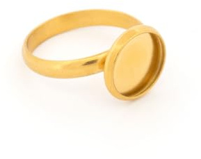 Vintageparts Ringrohling mit goldfarbener IP-Beschichtung für 10 mm Cabochons 2 Stück Ringe selber basteln, Schmuckzubehör Ring
