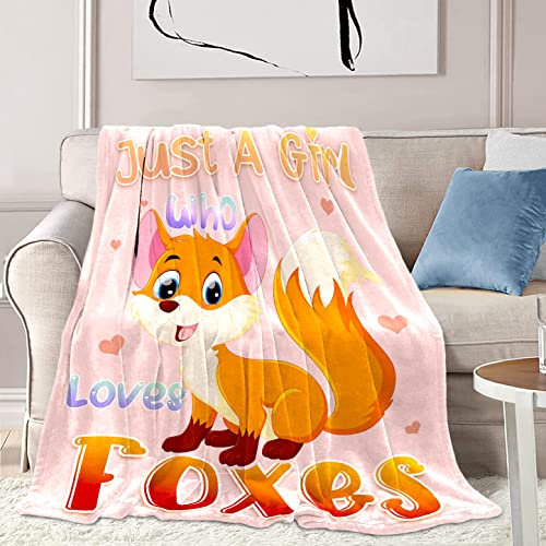JUZGTSIT Fuchs-Decke Just A Girl Who Loves Foxes, weiche Kinderdecke, Kawaii-Decke, Axolotls-Geschenke für Geburtstag, Weihnachten, 100 x 125 cm