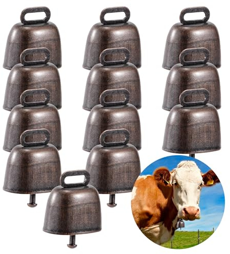 Cloche de Vache 12 Pièces Vintage Mouton Vache Cloches Cloches de Pâturage Cuivre Cloches Bétail pour Bovins Moutons Chevaux Décoration Bronze Rouge