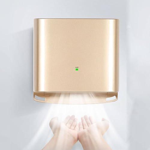 ZIXIAOS Asciugamani Compatto, Asciuga Mani Elettrico, Asciuga Mani Automatico Ad Alta velocità, Commerciale O Domestico, Asciuga Mani per WC. Custodia in ABS. 1250 W,Gold