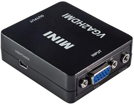 MAXTRACK CS40L Convertisseur VGA vers HDMI Full HD 1080p/60 Hz, Plug & Play, Compatible avec PC/Ordinateur Portable, projecteur, Moniteur avec câble d'alimentation USB