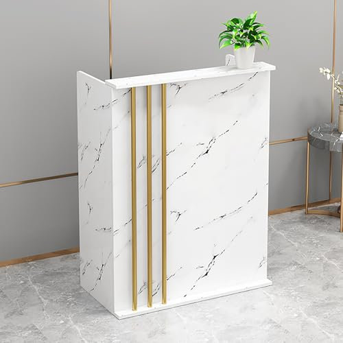 Moderner weißer Empfangstresen mit Theke für Salon, Büro, kleiner, luxuriöser Empfangstresen für Empfangsraum, Kasse (79,8 cm)