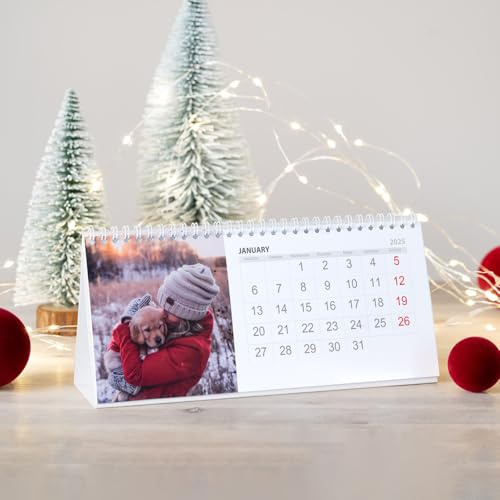 Wanapix | Calendrier 2026 Bureau Personnalisé 2026 | En Français | Calendriers Originaux avec Photos | Rectangulaire - 25,5x14,2 cm | 100% Personnalisé