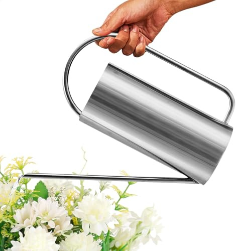 Gießkanne mit langem Auslauf, 1,5 l, Edelstahl-Gießtopf mit verlängertem Auslauf, 1500 ml, Gartenkessel für Zimmerpflanzen, Innenhof, Topfpflanzenpflegezubehör
