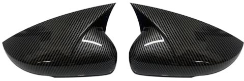 CVZXSDWLL Kompatibel Mit VW Für Polo 6C 2014 2015 2016 2017 ABS-Seitenrückspiegel-Abdeckkappen Shell Trim OX Horn Style Exterior Seitenspiegelabdeckung(Carbon Fiber)