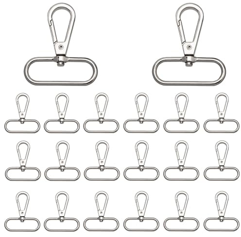 Drehbarer Karabiner, 20 Stück Karabinerhaken Schlüsselanhänger, 38mm D-Ringe Metall Trigger Snap Hooks für Taschen Gürtel DIY Nähen Handwerk Taschenzubehör