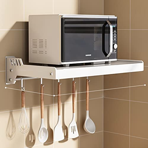 MJMLUCK Microwave Oven Rack - Space-Saving Wall Shelf for Kitchen Organization | Convenient Storage Solution