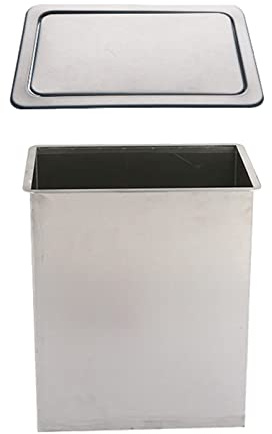 Pattumiera da Incasso da banco per Cucina con Coperchio Girevole a 360 Gradi, in Acciaio Inox Spazzolato, con Coperchio Basculante LSL, S