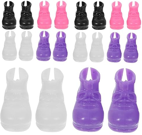 FUNNETOYU 20pcs Miniature Doll Shoes Flat Plastic Playset Accessories with Wear-resistant Design, Easy to Use for Dollhouse and Mini House Decoration